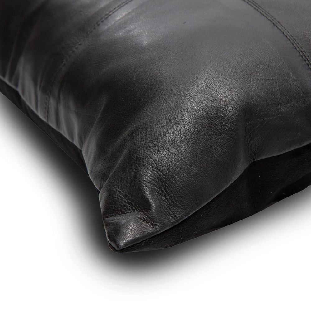 Coussins - La Housse De Coussin Six Leather Panel - Noir - 30x50 - BAZAR BIZAR LIVING