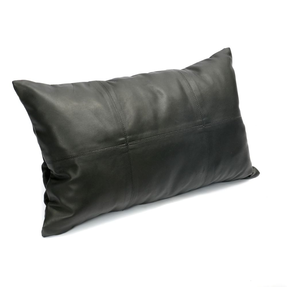 Coussins - La Housse De Coussin Six Leather Panel - Noir - 30x50 - BAZAR BIZAR LIVING