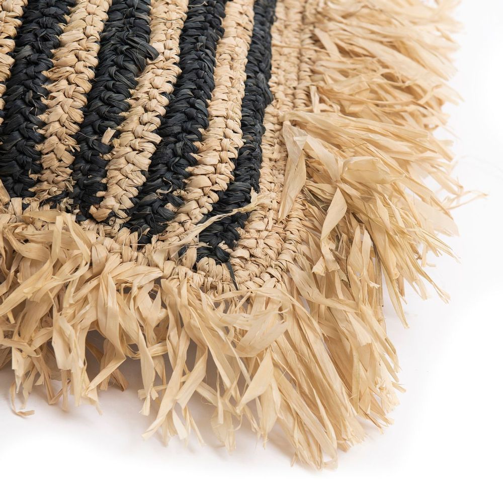 Coussins - La Housse de Coussin Striped Raffia - Naturel Noir - 40x40 - BAZAR BIZAR LIVING