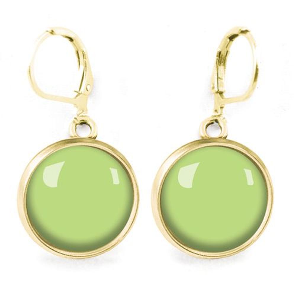Jewelry - Dangling earrings surgical stainless steel Queen Size Flash Gold - Pistache - LES JOLIES D'EMILIE