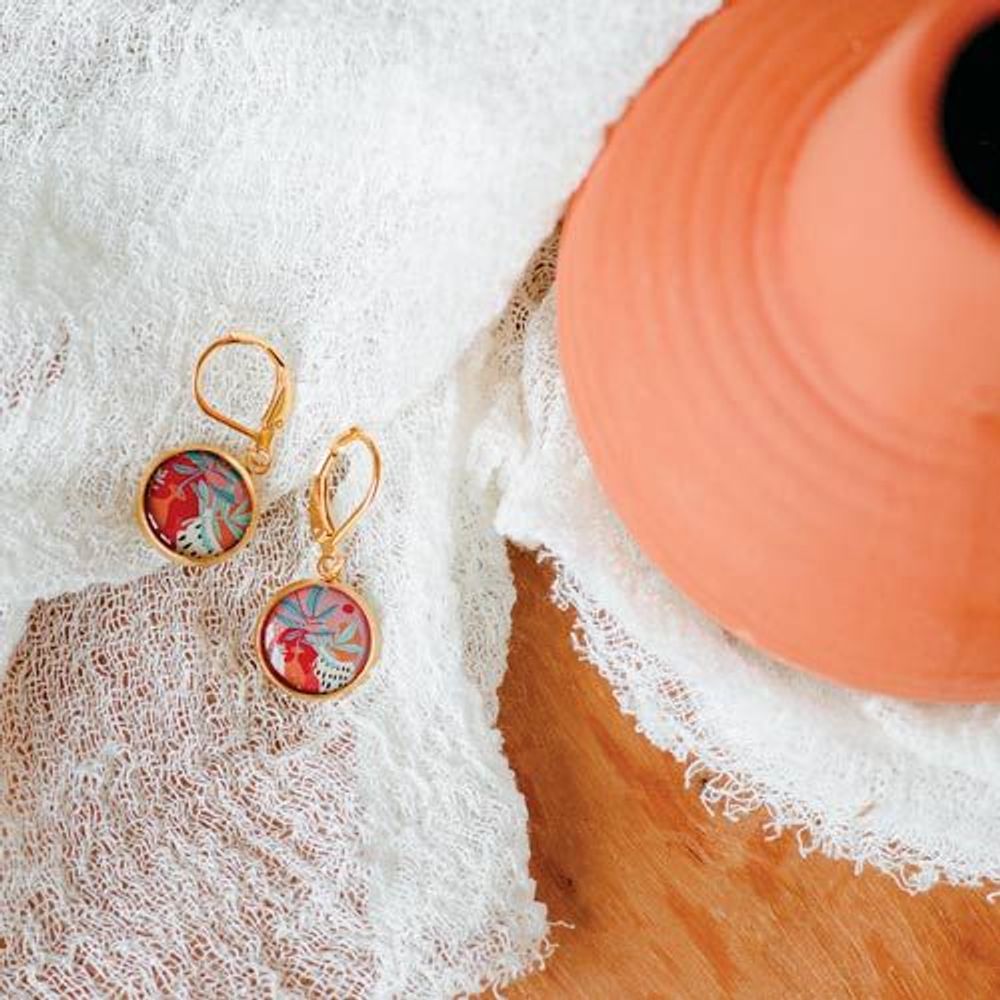 Jewelry - Dangling earrings surgical stainless steel Queen Size Flash Gold - Bubblegum - LES JOLIES D'EMILIE