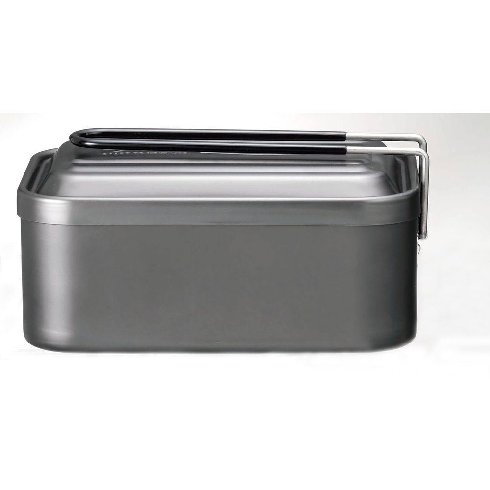 Barbecues - Gamelle camping gris rectangulaire aluminium 1300 ml + accessoires - collection Mess Tin Set Barbecue / SKATER - ABINGPLUS