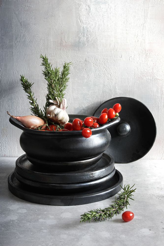 Platter and bowls - The Burned Plate - Black - M - BAZAR BIZAR LIVING
