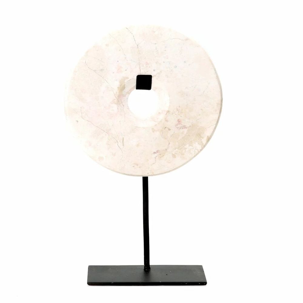 Decorative objects - The Marble Disc on Stand - White - L - BAZAR BIZAR LIVING