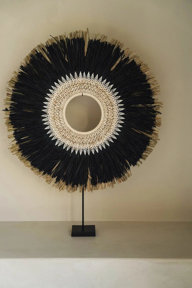 Other wall decoration - The Mojo Raffia On Stand - Black Natural - L - BAZAR BIZAR LIVING