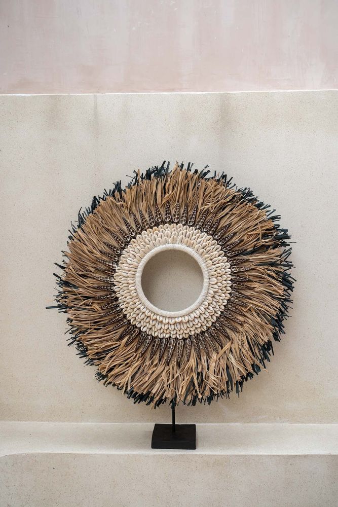 Objets de décoration - Le Mojo Raffia Sur Pied - Naturel Noir -L - BAZAR BIZAR LIVING