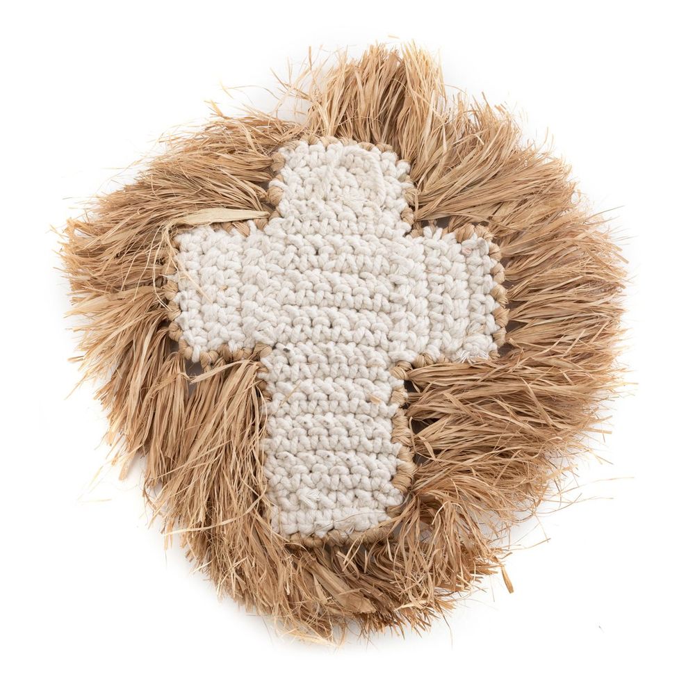 Decorative objects - The Raffia Shell Cross - Natural White - L - BAZAR BIZAR LIVING