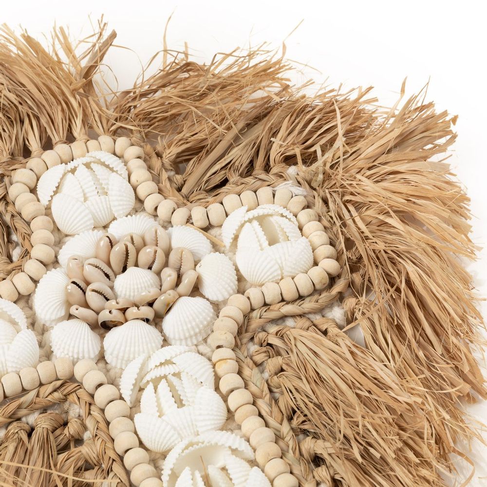 Decorative objects - The Raffia Shell Cross - Natural White - L - BAZAR BIZAR LIVING