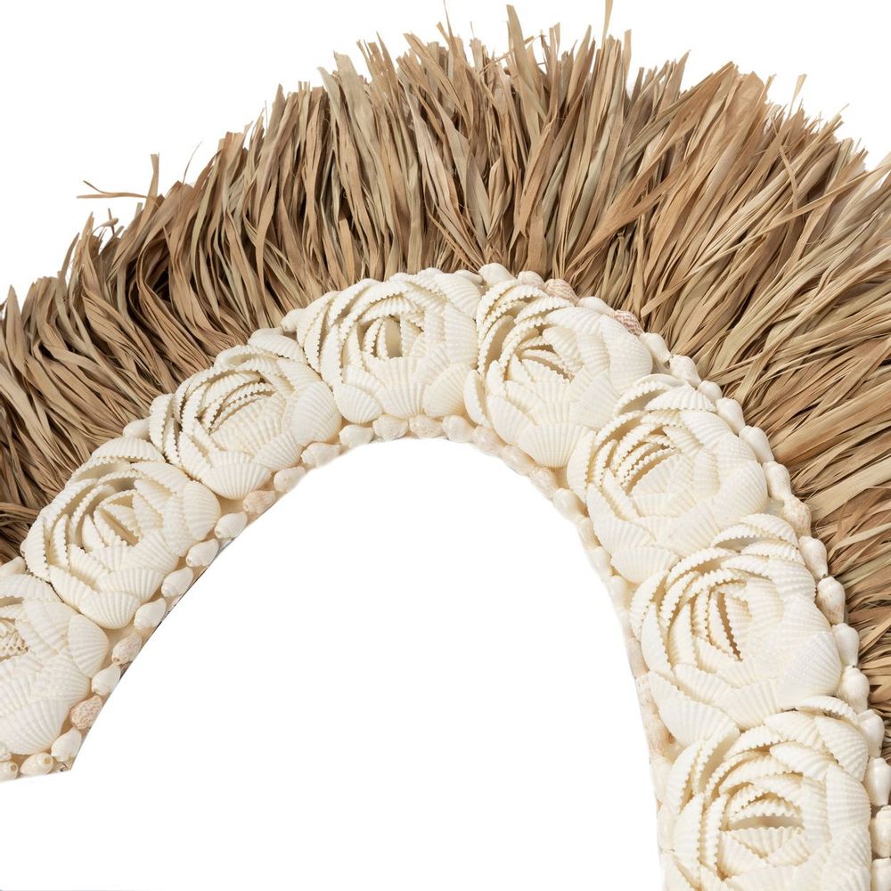 Objets de décoration - Le Cœur en Raphia & Coquillages - Blanc Naturel - L - BAZAR BIZAR LIVING