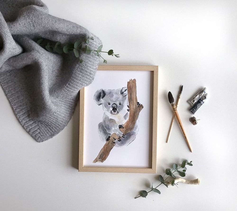 Poster - Eli The Koala - Frame kids watercolor illustration - LES AQUARELLES DE MARLENE