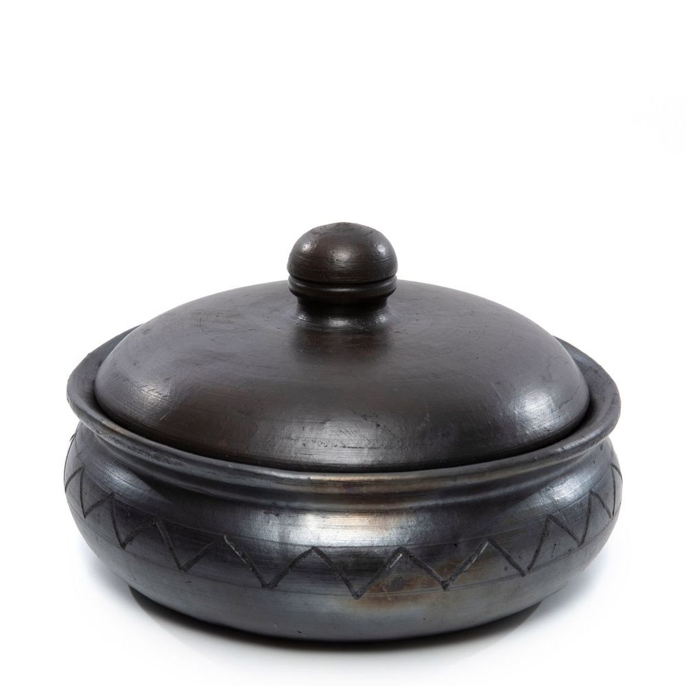 Platter and bowls - The Burned Curry pot With Pattern - Black - BAZAR BIZAR LIVING