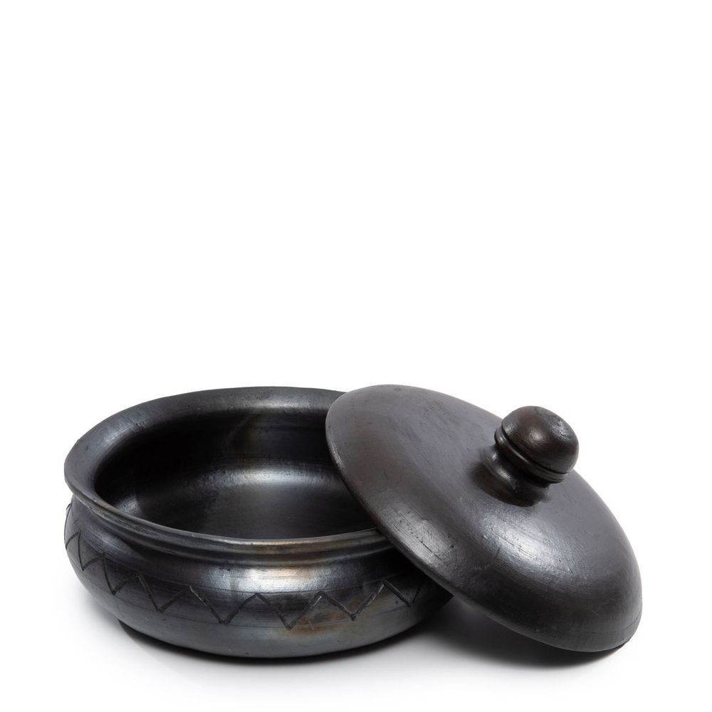 Platter and bowls - The Burned Curry pot With Pattern - Black - BAZAR BIZAR LIVING