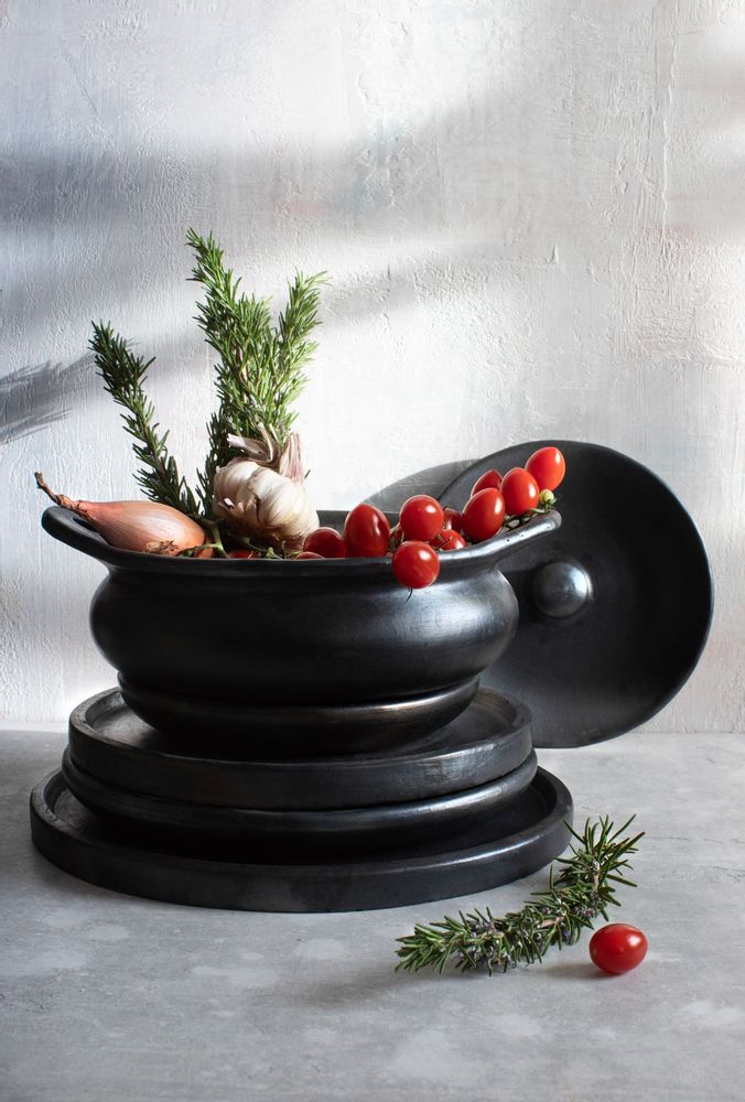 Platter and bowls - The Burned Pot - Black - BAZAR BIZAR LIVING