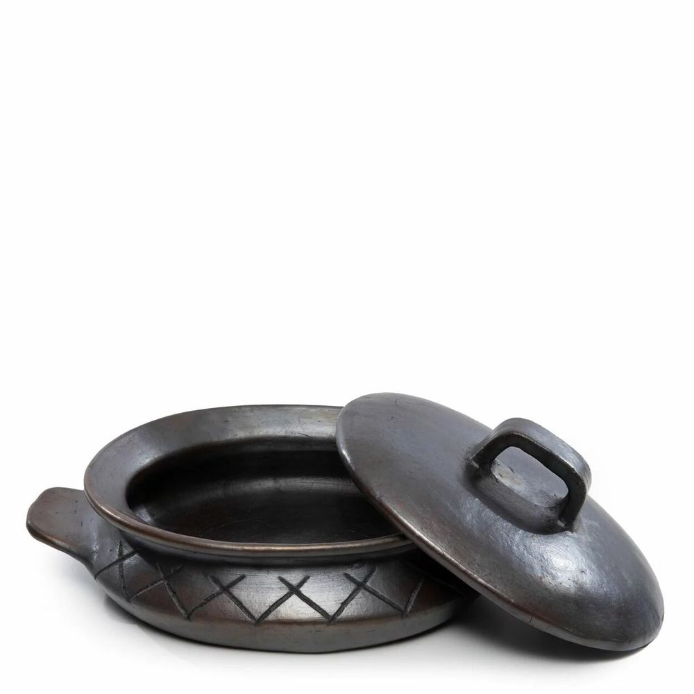 Plats et saladiers - Le Pot Ovale Brûlé avec Motif et Poignées Latérales - Noir - BAZAR BIZAR LIVING