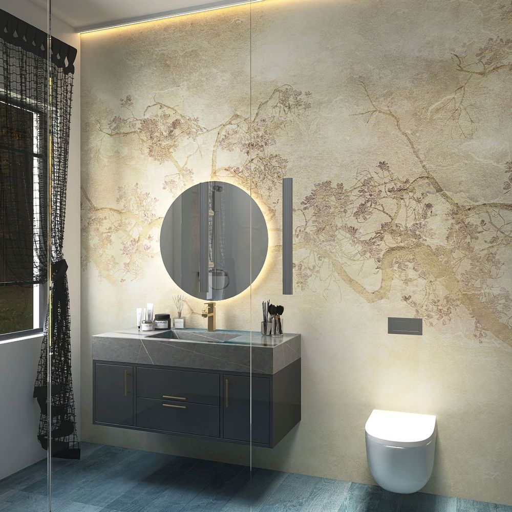 Revêtements muraux - Papier peint spécial salle de bains Regarde Les Fleurs - LA MAISON MURAEM