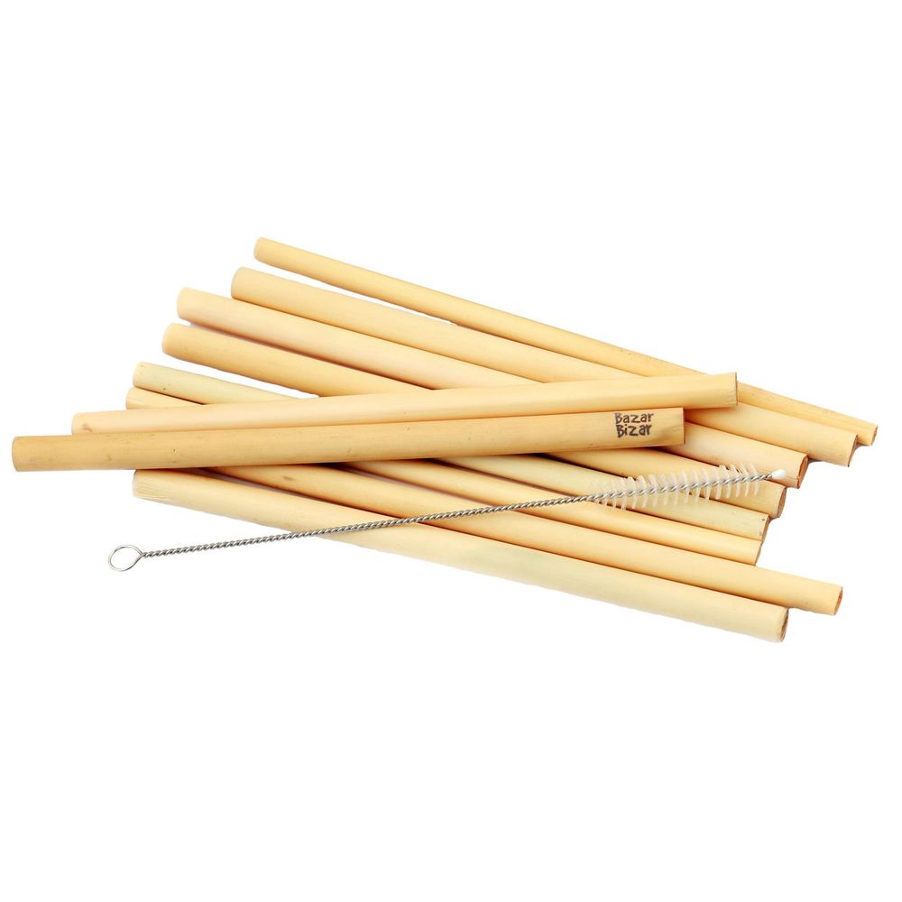 Flatware - The Bamboo Straws - Set of 10 With Cleaning Brush - BAZAR BIZAR LIVING