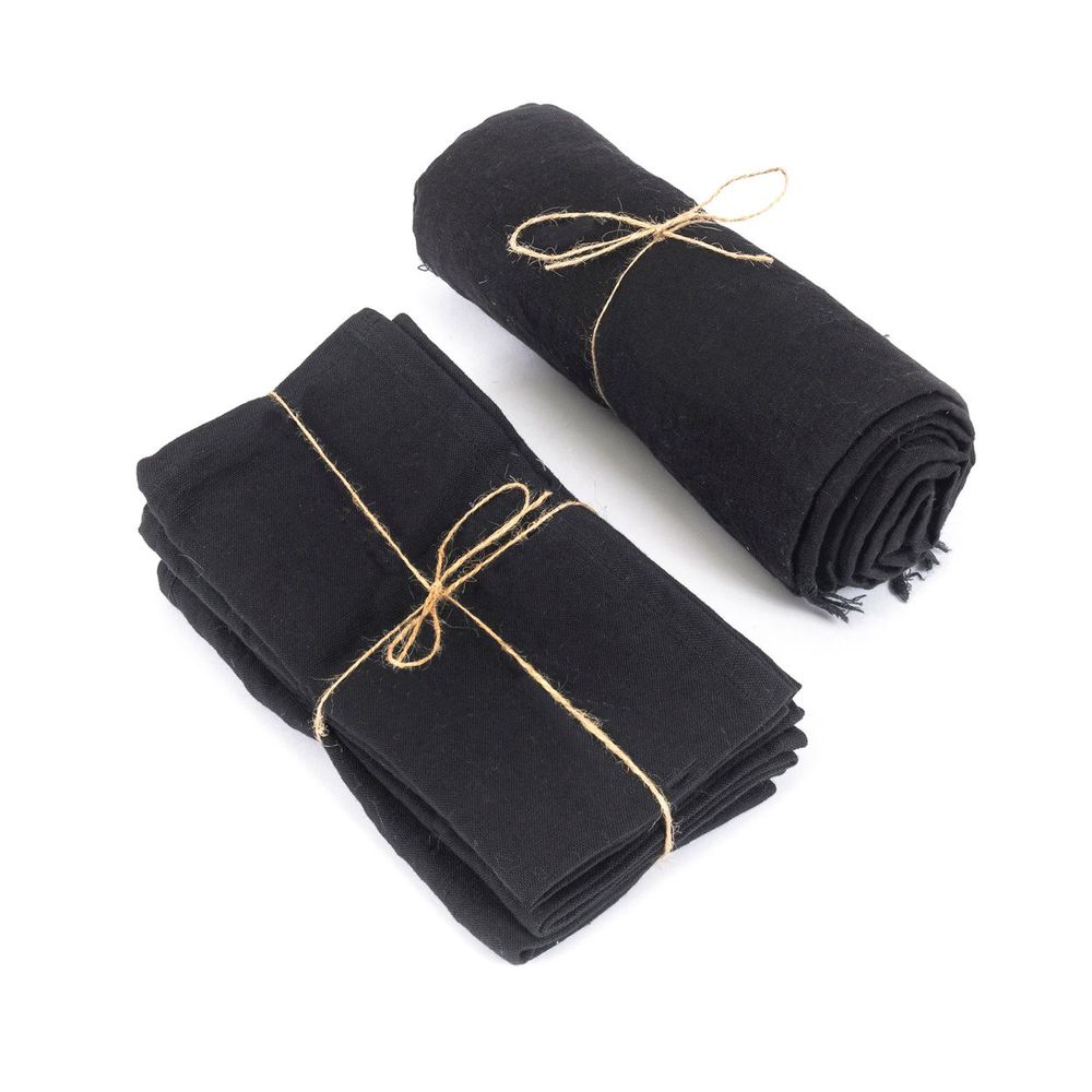 Linge de table textile - La Nappe en Lin - Noir - 180x300 - BAZAR BIZAR LIVING