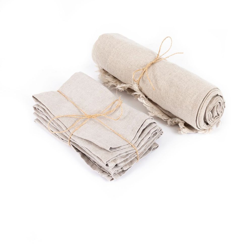 Napkins - The Linen Napkin - Beige - Set of 4 - BAZAR BIZAR LIVING