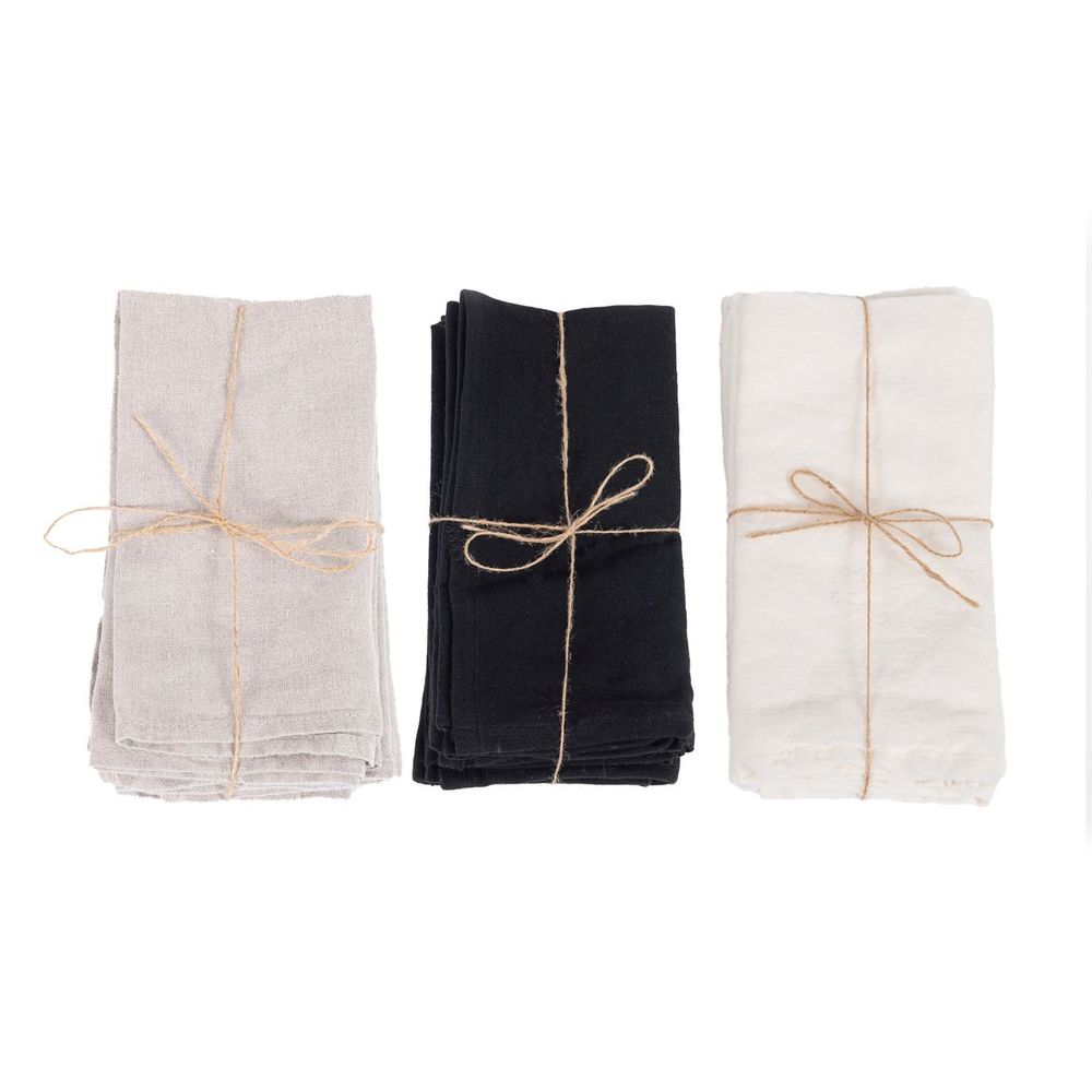 Napkins - The Linen Napkin - Black - Set of 4 - BAZAR BIZAR LIVING
