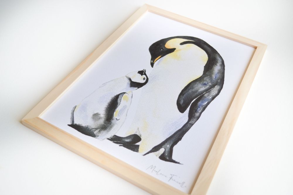 Poster - Penguin Family - LES AQUARELLES DE MARLENE