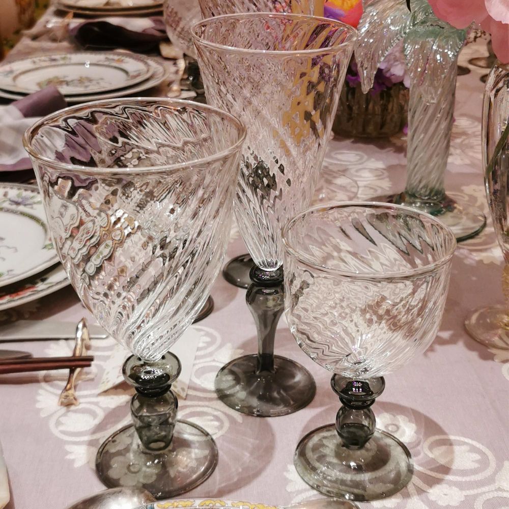 Stemware - Nabucho Flute - Grey Stem - WAWW LA TABLE