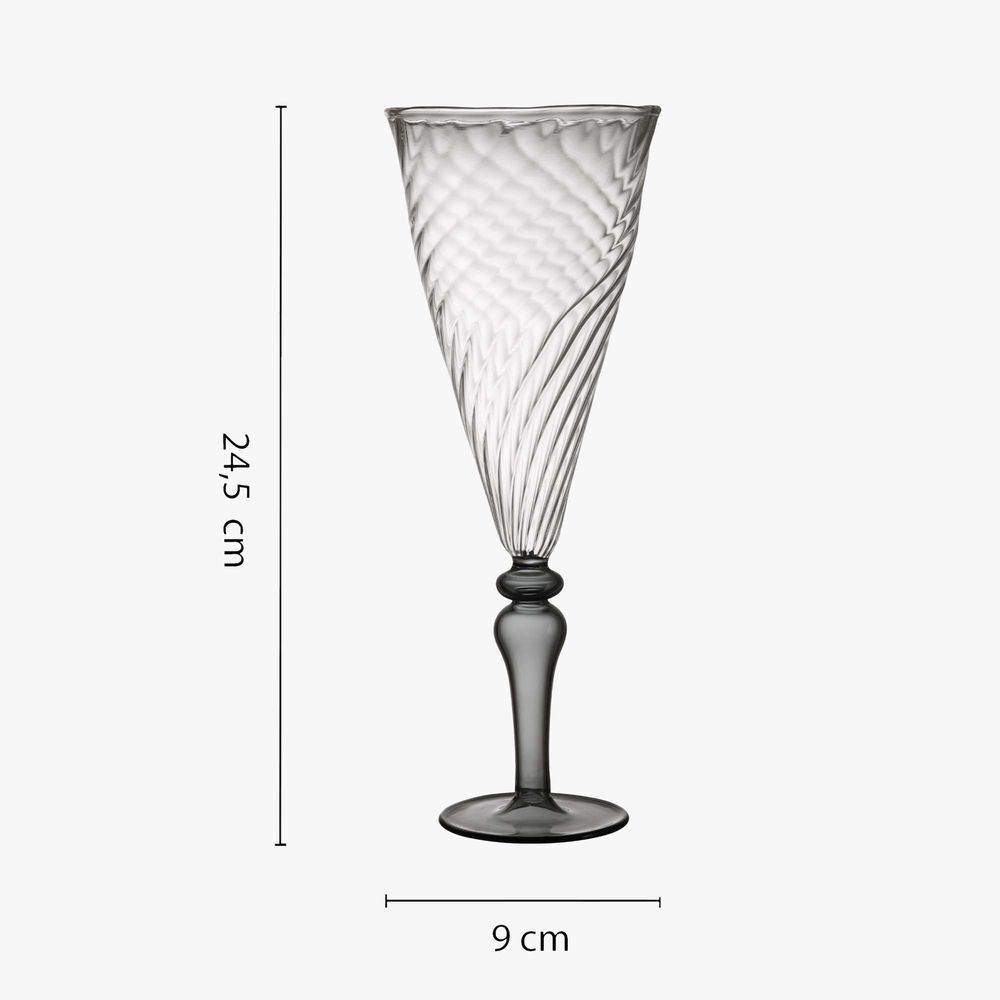 Stemware - Nabucho Flute - Grey Stem - WAWW LA TABLE