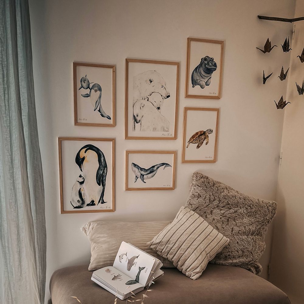 Poster - Penguin Family - LES AQUARELLES DE MARLENE