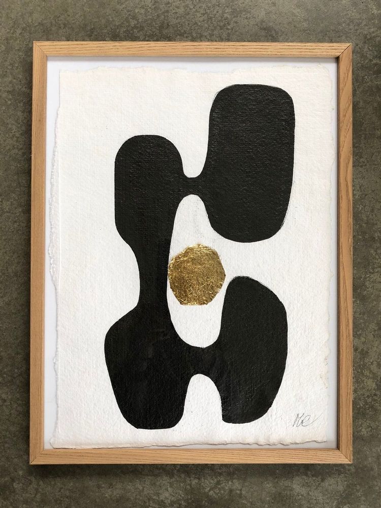 Paintings - Gold Foil China Ink - FLOATING HOUSE