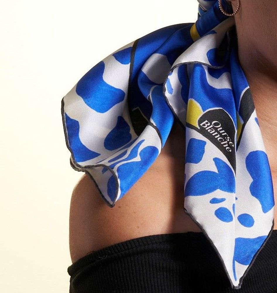 Scarves - Large silk square 90 x 90 cm - Night blue - GOTS French silk - OURSE BLANCHE