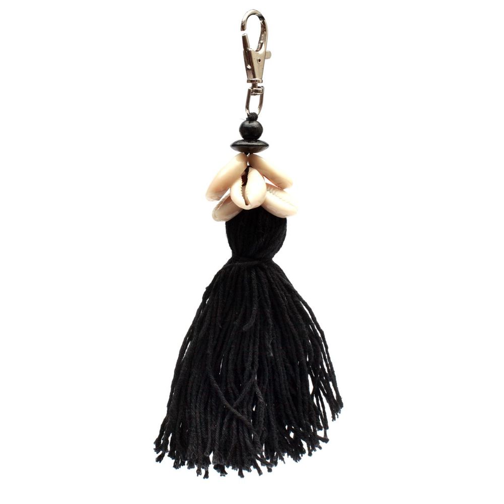 Decorative objects - The Cowrie Tassel Keychain - Black - BAZAR BIZAR LIVING