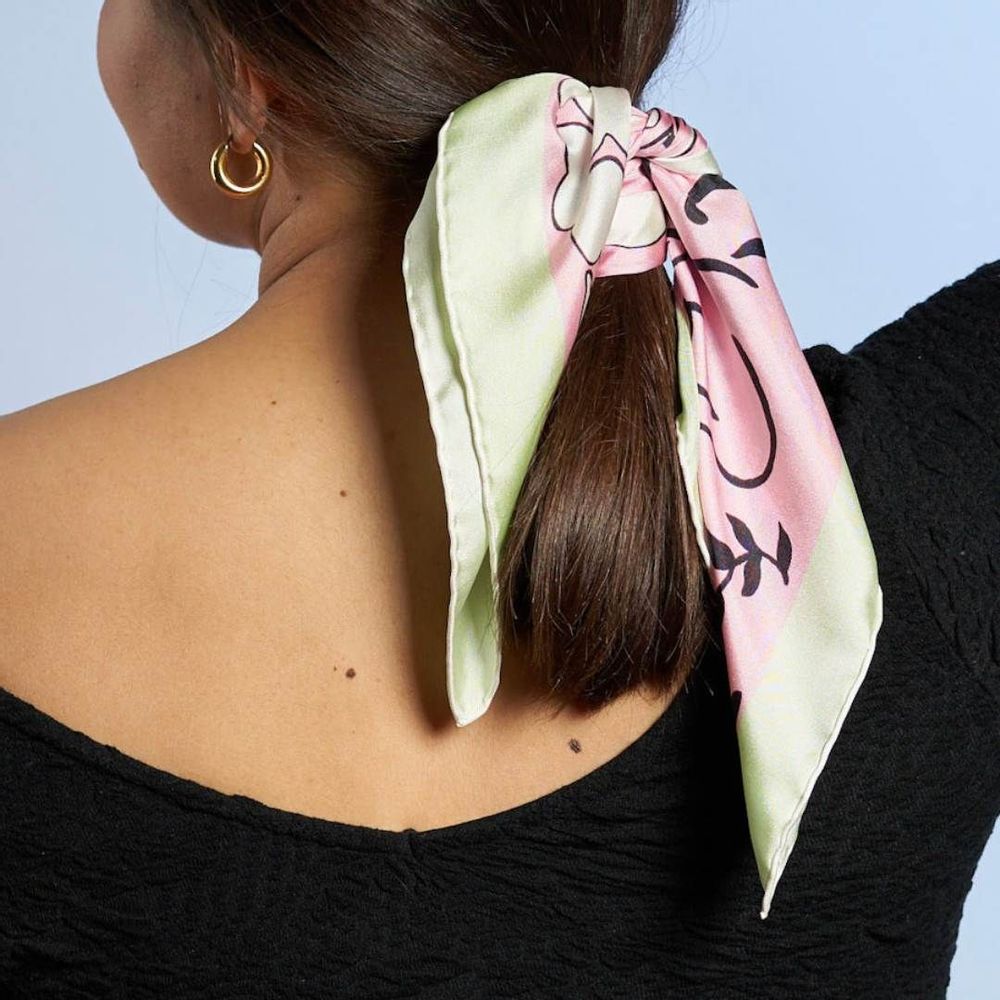 Scarves - Small silk square 45 x 45 cm - Les Beaux Jours - GOTS French silk - OURSE BLANCHE