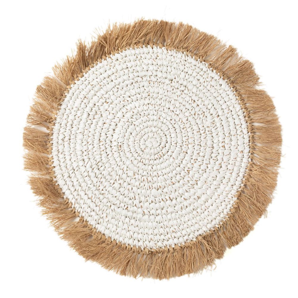Placemats - The Water Hyacinth Raffia Placemat - White Natural - BAZAR BIZAR LIVING