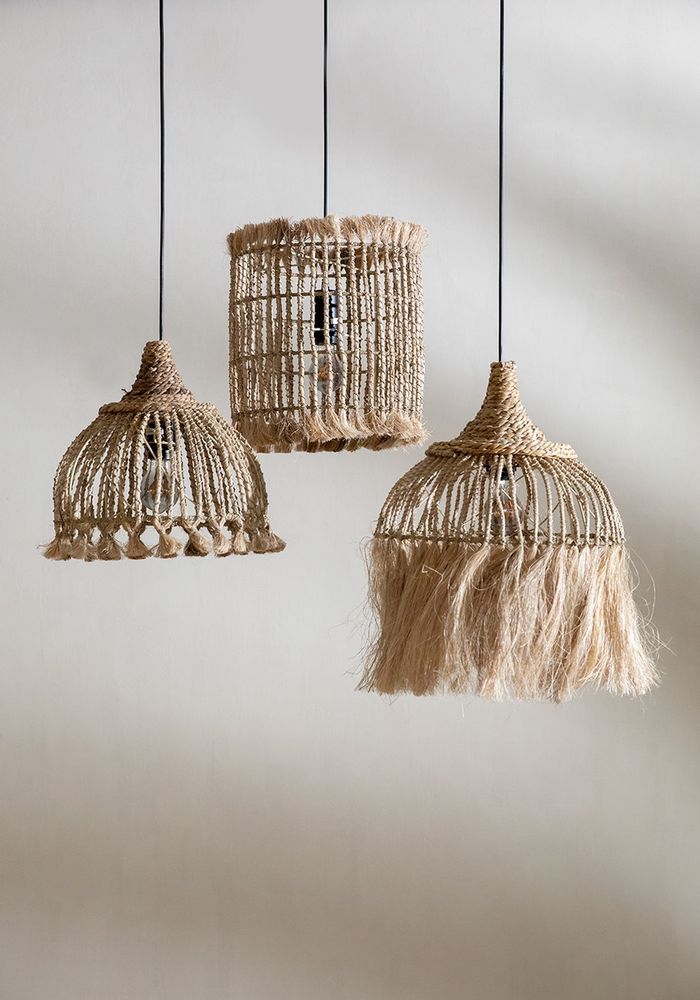 Hanging lights - The Abaca Lotus Pendant - Natural - M - BAZAR BIZAR LIVING