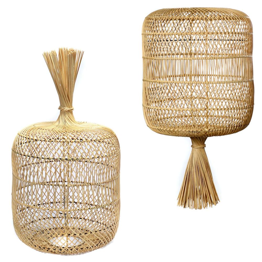 Floor lamps - The Dumpling Floor Lamp - Pendant - Natural - L - BAZAR BIZAR LIVING