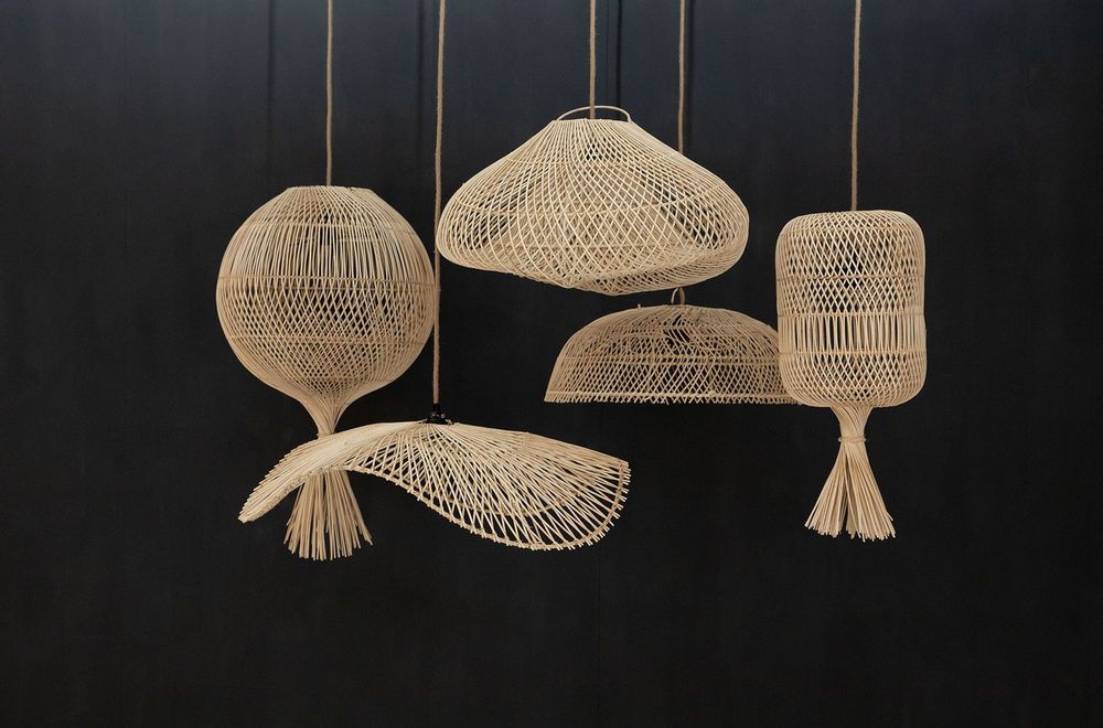 Floor lamps - The Dumpling Floor Lamp - Pendant - Natural - L - BAZAR BIZAR LIVING