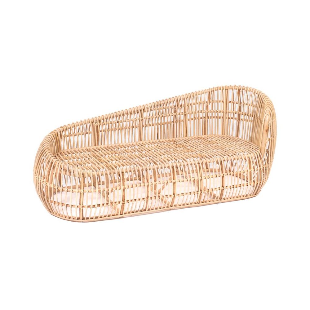 Canapés - LULLI - Banquette design en rotin avec 1 grand coussin et 3 petits coussins - HYDILE