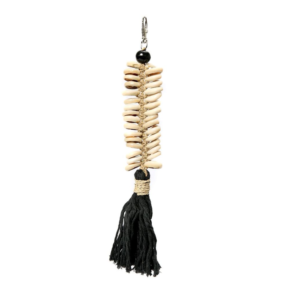 Decorative objects - The Macrame Fishbone Keychain - Black - BAZAR BIZAR LIVING