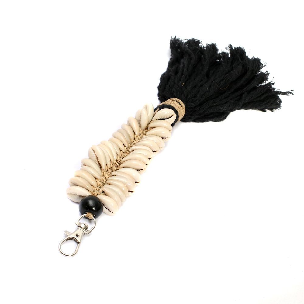 Decorative objects - The Macrame Fishbone Keychain - Black - BAZAR BIZAR LIVING