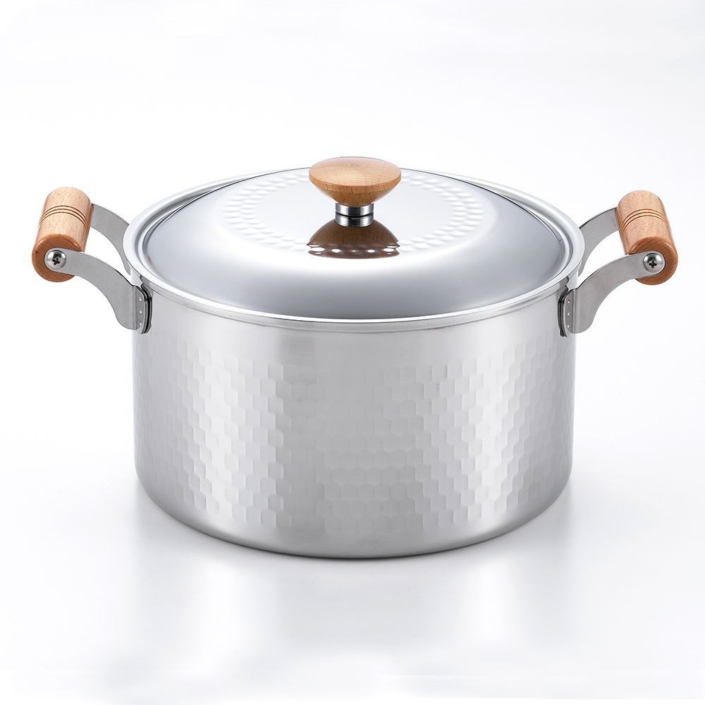 Saucepans  - 24 cm stainless steel pot, hammered with lid - Yukihira/YOSHIKAWA collection - ABINGPLUS
