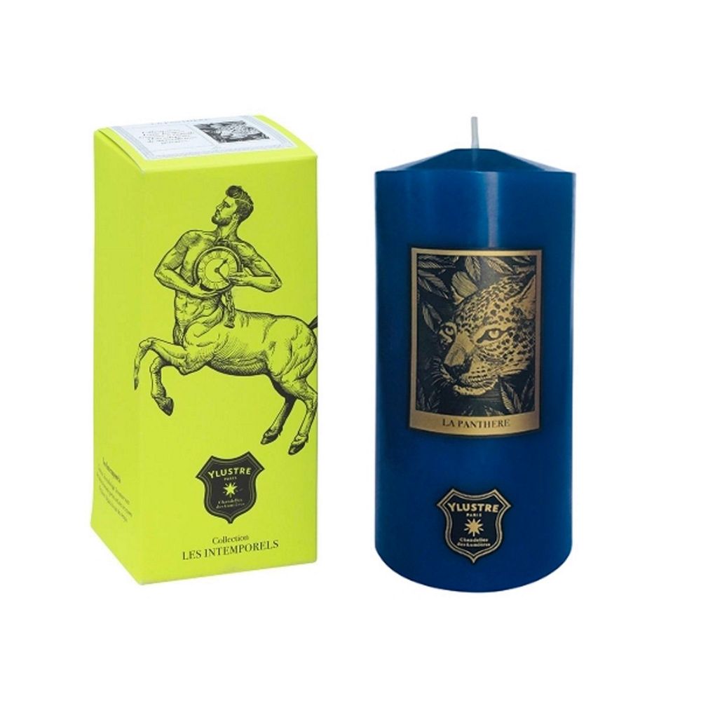 Decorative objects - Panther Pillar Candle - 520 g. Mass-tinted blue wax. Don't sink. - YLUSTRE