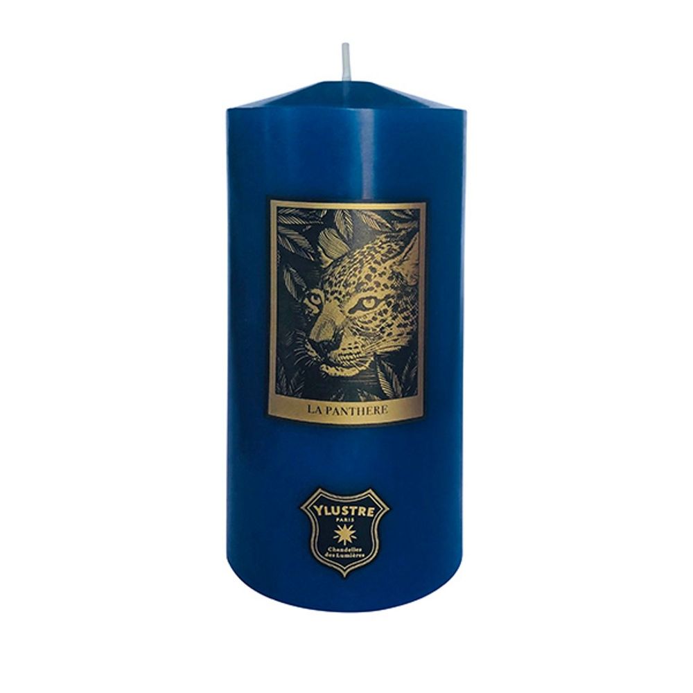 Decorative objects - Panther Pillar Candle - 520 g. Mass-tinted blue wax. Don't sink. - YLUSTRE