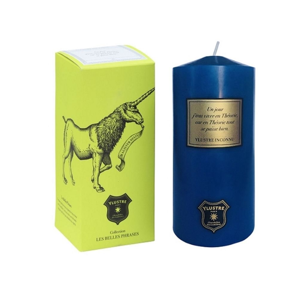 Decorative objects - Pillar Candle Quote: One day... Tinted wax mass. 520 g - YLUSTRE