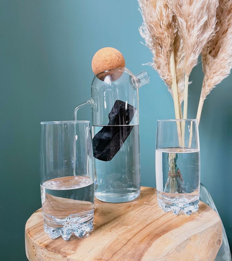 Gifts - 1 L glass filter jug +1 Japanese binchotan charcoal - LE CHARBON ACTIF FRANCAIS