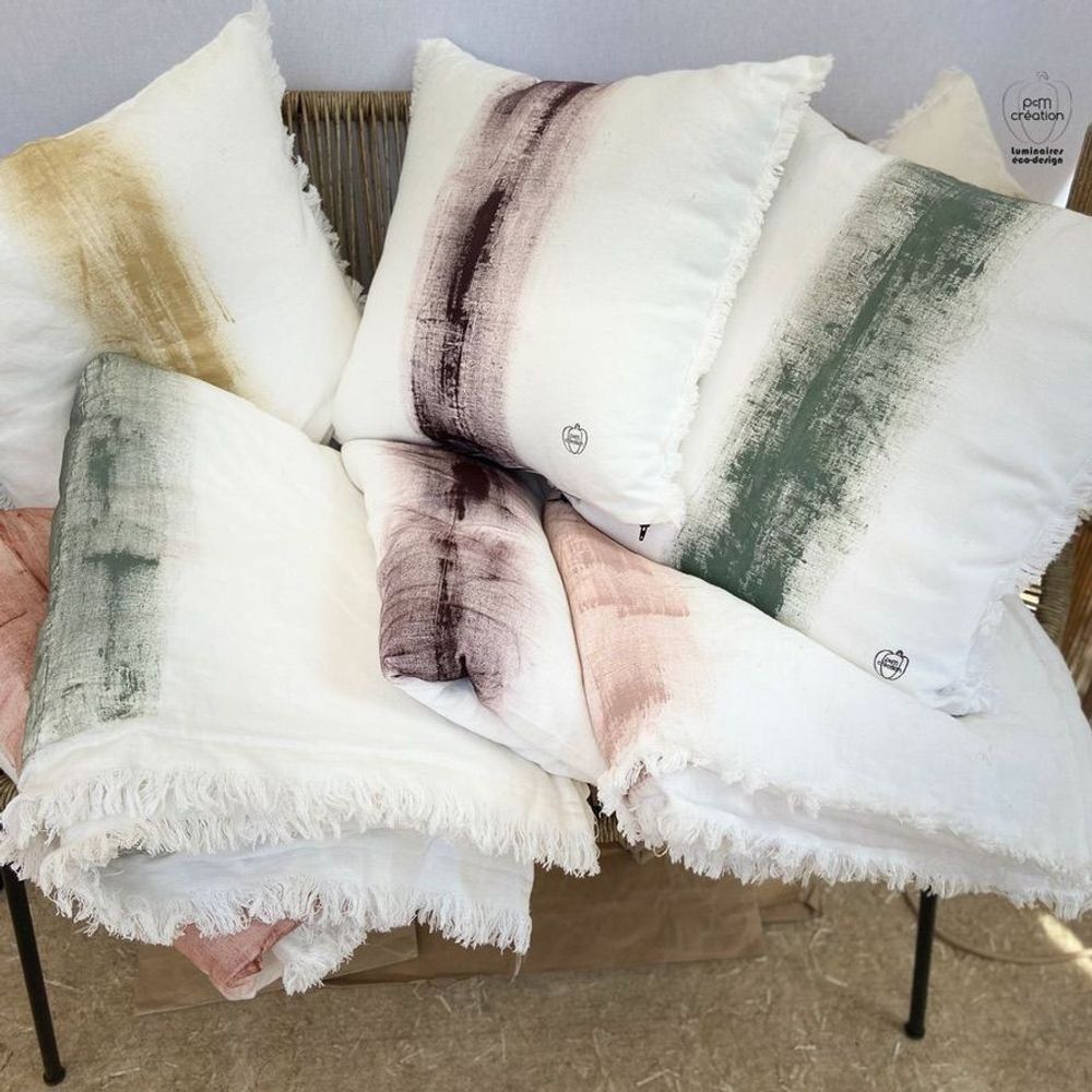 Coussins textile - Coussin en LIN ECRU - PCM CREATION