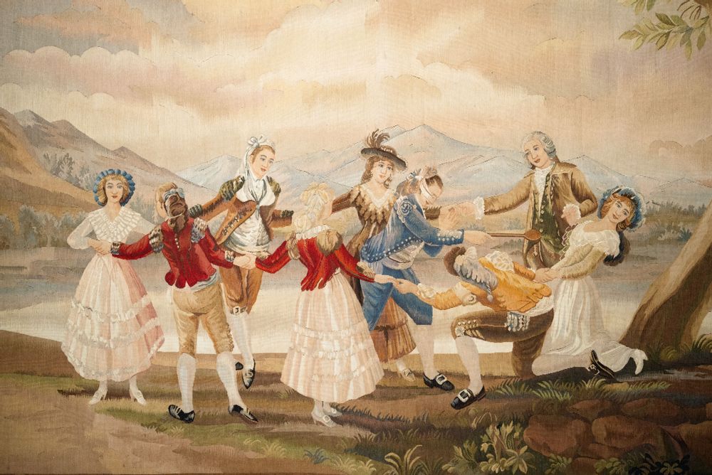 Tapisseries - Scène galante : La Gallina Ciega (tapisserie en laine) - TRESORIENT