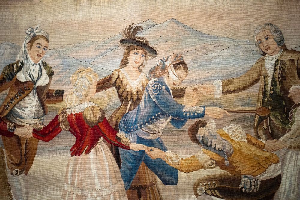 Tapisseries - Scène galante : La Gallina Ciega (tapisserie en laine) - TRESORIENT