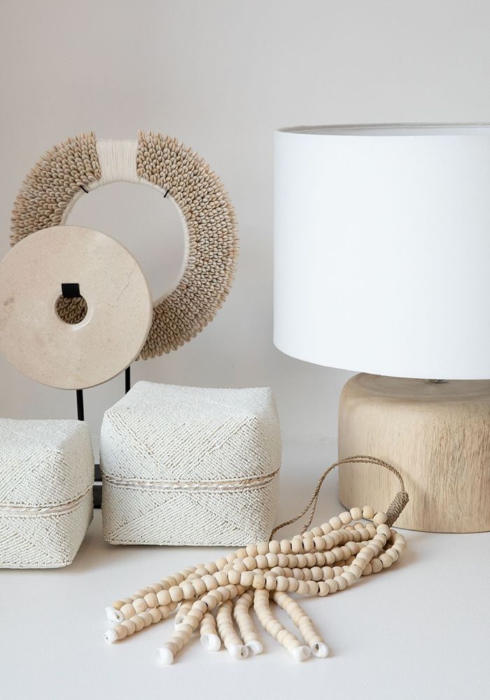 Desk lamps - The Teak Wood Table Lamp - Natural White - BAZAR BIZAR LIVING