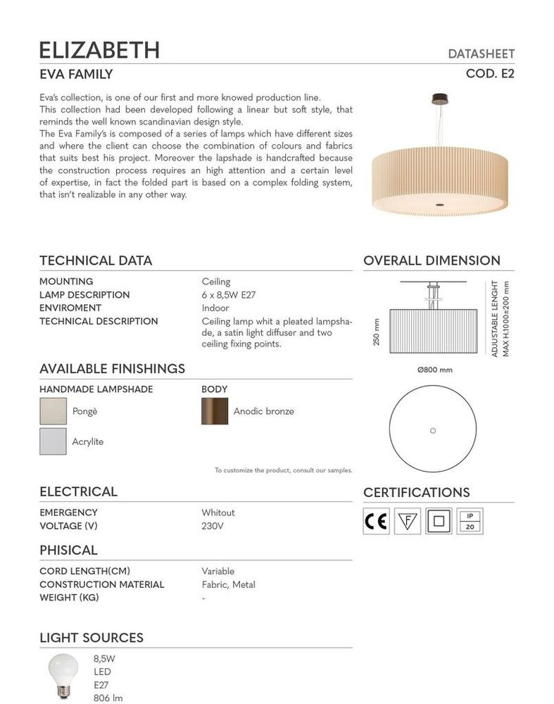 Hanging lights - E2 Pleated Suspension Lamp Exclusive Handmade in Italy - LIGHTINUP