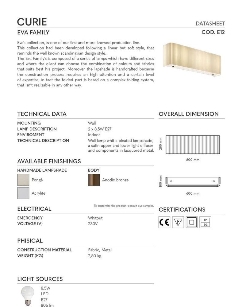 Wall lamps - E12 Pleated Wall Lamp Exclusive Handmade in Italy - LIGHTINUP