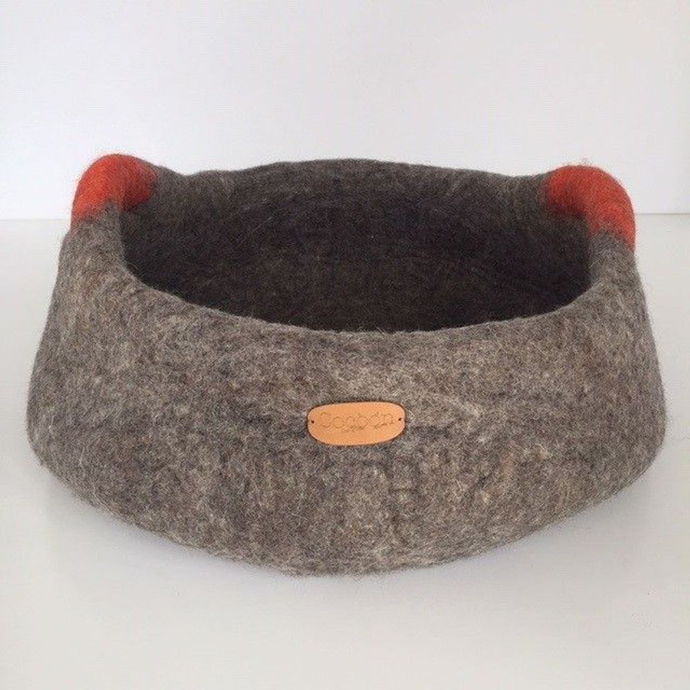 Shopping baskets - Panier en feutre avec poignées, panier de rangement, panier à linge, panier pour le bois de cheminée, corbeille, wool basket with handles. - COCOON PARIS